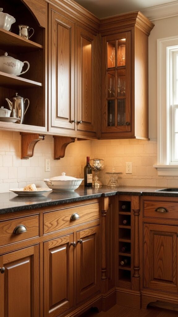 Premium inset red oak cabinets with flawless fit.